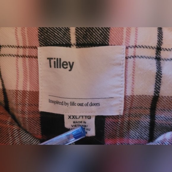Tilley Pink and Grey Plaid Button Up Shirt XXL - Picture 7 of 7